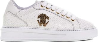 Roberto Cavalli Mirror Snake-plaque sneakers - White