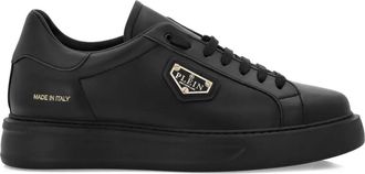 Philipp Plein Sneakers in pelle con placca logo - Nero