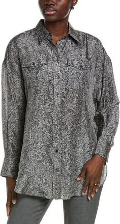 Brunello Cucinelli Grey Paisley Oversized Shirt, Size X-Large
