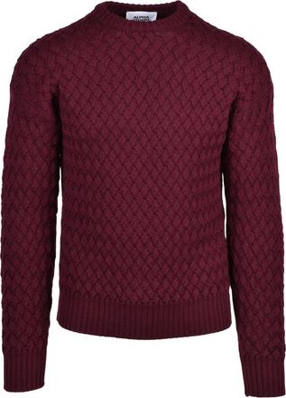 Alpha Studio Chunky Cable Knit Sweater With Classic Crew Neckline