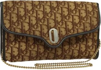 Dior Pre-owned Clutches, female, Brown, Size: ONE SIZE Pre-owned Trotter Canvas Shoulder Bag