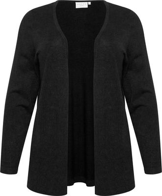 Kaffe Curve Zwart Diep Vest met Open Voorkant - Dames - Vesten - Zwart - S - Truien & Vesten