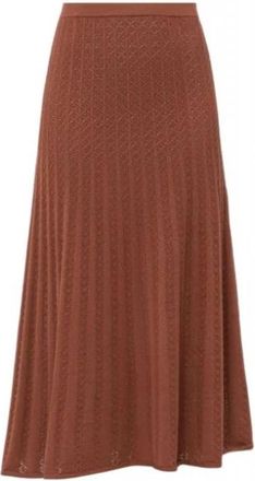 Twinset Openwork Midi Rok - Dames - Midirokken - Bruin - L - Polyester - Rokken