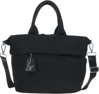 Prada Reversible Tote Nylon Black Nylon Handbag (Pre-Owned)
