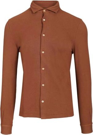 Fedeli Overhemden, Heren, Bruin, M, Katoen, Shirts