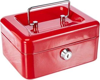 OEM Caja De Seguridad Con Cerradura De Llave Y Compartimento Para Monedas, Peque&ntilde;a, Chapa De Acero, Roja