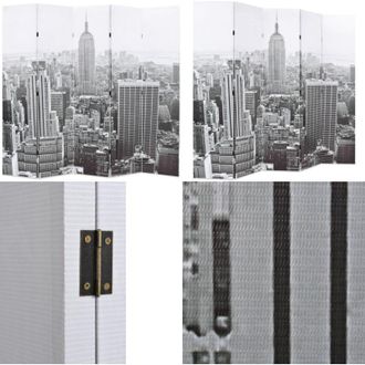 vidaXL Paravento Pieghevole 200x170 cm Stampa New York Bianco e Nero - Paravento in legno - Paravento New York
