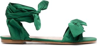 Red(v) bow-detail flat sandals - women - Polyester/Fabric/Feather Down - 36 - Green