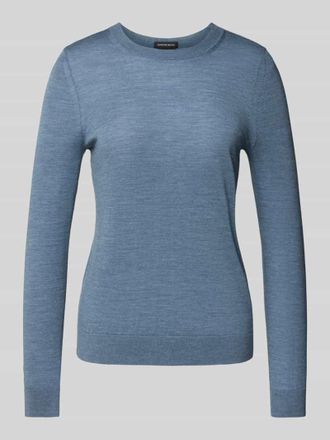 HUGO BOSS Regular Fit Strickpullover aus reiner Schurwolle Modell FERPINA in Rauchblau, Gr&ouml;&szlig;e S