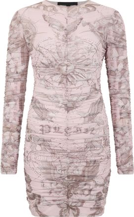 Philipp Plein Wrinkled Mini Dress Butterfly Tattoo