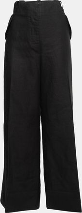 Gianfranco Ferre Vintage Black Linen Wide Leg Trousers