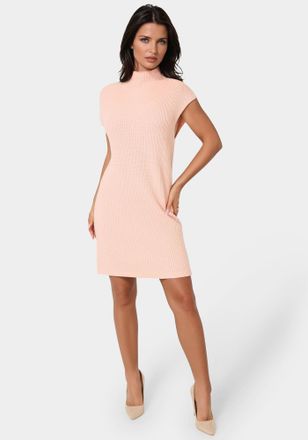 Bebe Long Sleeve Funnel Neck Sweater Mini Dress