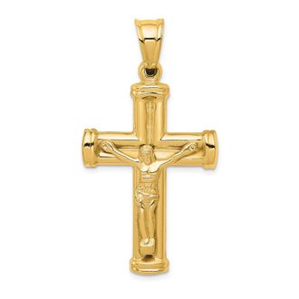 Diamond2Deal 14k Yellow Gold Reversible Crucifix Pendant