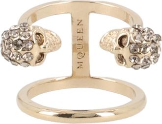 Alexander McQueen Pale Gold Skull Ring