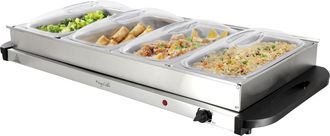 MegaChef Buffet Server & Food Warmer With 4 Removable Sectional Trays, Heated Warming Tray and Removable Tray Frame
