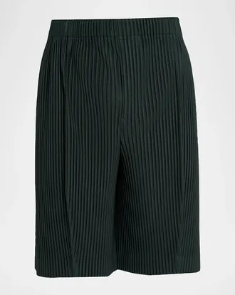 Homme Pliss&eacute; Issey Miyake Men & apos;s Lace Grid Pleated Shorts