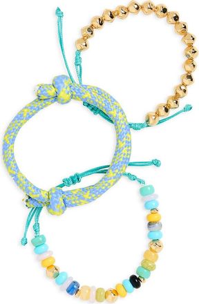 Leith Assorted 3-Pack Paracord Beaded Bracelet in Blue Multi- Gold at Nordstrom Rack