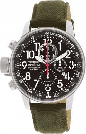 Invicta Force Lefty Crown Chronograph Black Dial Olive Fabric Mens Watch 1873