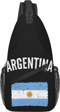 Generic Vintage Argentina Argentinian Flag Sling Bag With Zipper Cross Body Bag Anti Theft Fanny Pack For Men Workout Women
