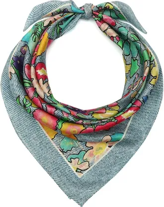 Kurt Geiger Floral Denim Silk Square Scarf in Rainbow at Nordstrom