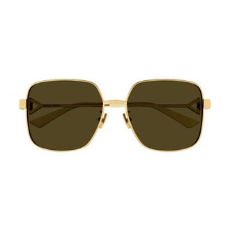 Bottega Veneta Rectangle Full Rim Sunglasses - Gold