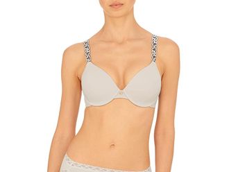 Natori Pure Luxe Custom Coverage Contour Underwire Womens Bra Linen/Mineral : 32DDD, Lace/Nylon/Polyester
