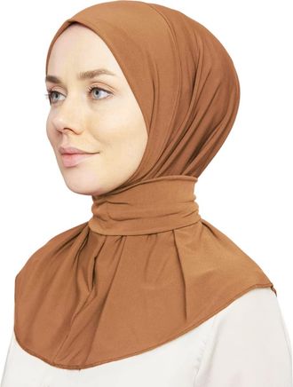 World of Shawls Ready To Go Instant Hijab for Ladies Girls Women With Tie Back Buttons Premium Quality Jersey Scarf (Rust)