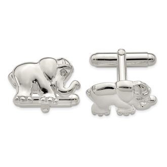 Diamond2Deal Sterling Silver Cubic Zirconia Elephant Cuff Links