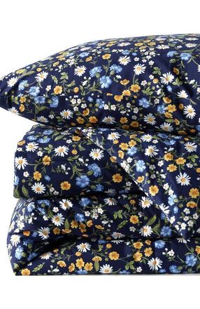 Lands End Pureloft Printed Comforter in Deep Sea Poppy Floral at Nordstrom, Size Full/queen