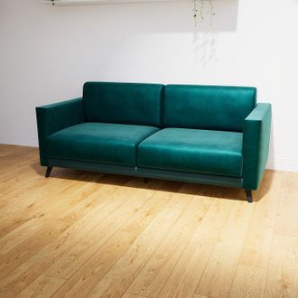 MYCS Sofa 2-Sitzer Samt Petrolblau Samt - Elegantes, gemütliches 2-Sitzer Sofa: Hochwertige Qualität, einzigartiges Design - 185 x 75 x 98 cm, konfigurierb