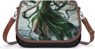 Generic Greek Mythology Medusa Womens Crossbody Bag Fashion Shoulder Handbags Message Tote Bag with Adjustable Strap