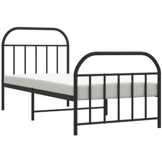 vidaXL Estructura Cama Sin Colch&oacute;n Con Estribo Metal Negro 80x200 Cm Vidaxl