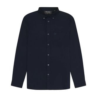 Lyle & Scott Tonal Eagle Oxford Overhemd - Heren - Casual Overhemden - Blauw - M - Katoen - Overhemden