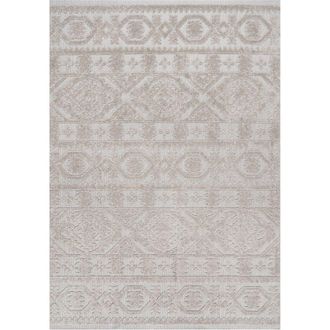 Jonathan Y Designs Citta High-Low Pile Mediterranean Tile Indoor/Outdoor Area Rug in Beige at Nordstrom, Size 5Ft 0In X 8Ft 0In