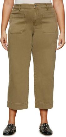 Sanctuary The Marine Crop Wide Leg Jeans in Covert Gre at Nordstrom, Size 24W
