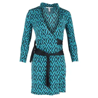Diane Von F&uuml;rstenberg Diane Von Furstenberg Tessa Wrap Dress in Turquoise Silk