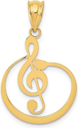 Diamond2Deal 14k Yellow Gold G Clef Musical Note Pendant
