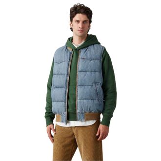 Levi's Heren-puffervest in westernstijl (Lichtblauw/bruin)