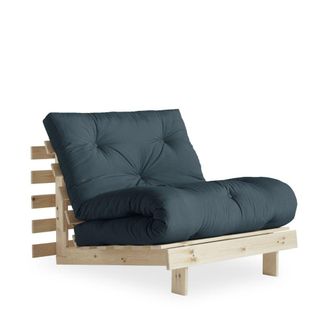 Karup Design Sill&oacute;n cama 90x200cm de madera natural y tejido - Aceite azul