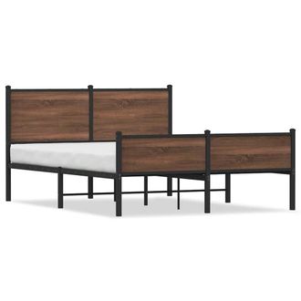 Berkfield Home Metal Bed Frame without Mattress Brown Oak 140x190 cm