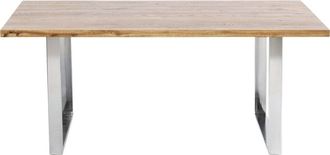 Kare Design Mesa de madera de acacia y patas de acero plata. Medida de 160 x 80 cm