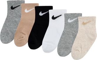 Nike Boys Swoosh 6 Pack Ankle Socks - Boys Infant Dark Grey Heather/Black Size 2-4