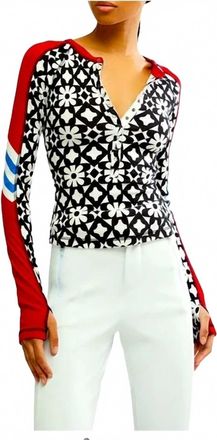 Free People Womens Kick Off Printed Layer Top In Red/black/white