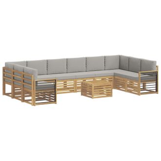 vidaXL Conjunto De Sof&aacute;s De Exterior 11 Pcs Blanco Y Gris Claro Vidaxl