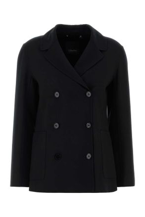 Max Mara Black Stretch Wool Fiore Blazer