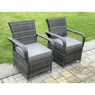 Fimous Fimous - Rattan Garden Furniture Dining Set Table And Chairs Wicker Patio Outdoor 2 chairs