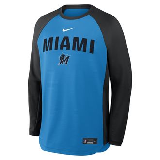 Nike Miami Marlins Authentic Collection Nike Mens Dri-FIT Pullover Crew in Blue | 04H2056NMQM-7PG