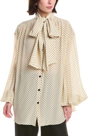 Balmain Bow Tie Printed Silk Shirt