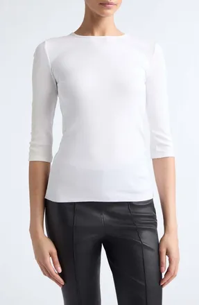 Vince Elbow Sleeve Crewneck Top in Optic White at Nordstrom, Size Xx-Small