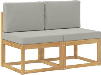 vidaXL 2 Pieza Sof&aacute; Intermedio De Exterior Madera De Acacia S&oacute;lida Vidaxl